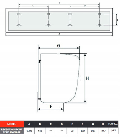 Reventon Elektrischer Luftschleier AERIS 100EN-1P, 230V AC, Weiß