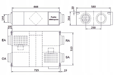 Lüftungsgerät mit Wärmerückgewinnung 200 m3/h - Reventon Inspiro BASIC