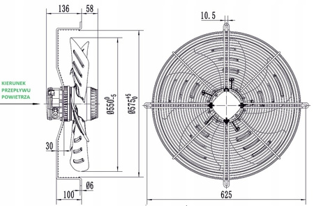 Axialer Druckventilator. 550 mm YWF4E-550B