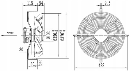 Axialer-Saugventilator 350 mm YWF4E-350S