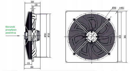 Industrieller Abluftventilator 710 mm + Lüftungsgitter