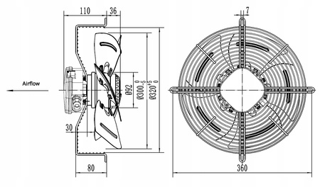 Axialer- Saugventilator 300 mm YWF4E-300S