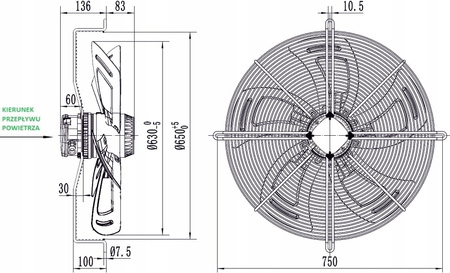  Axialer-Druckventilator 630 mm  YWF4E-630B