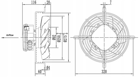  Axiale Saugventilator 250 mm YWF2E-250S